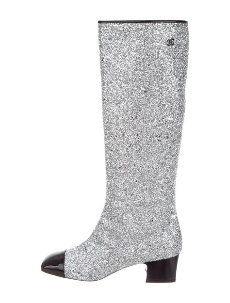 chanel boots glitter|Chanel high heel boots.